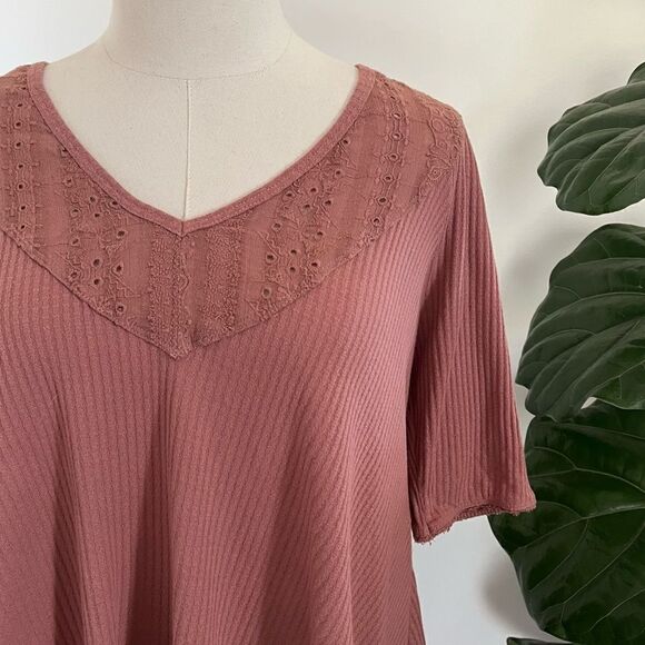 Free People Dusty Pink V Neck XS - Picture 7 of 9